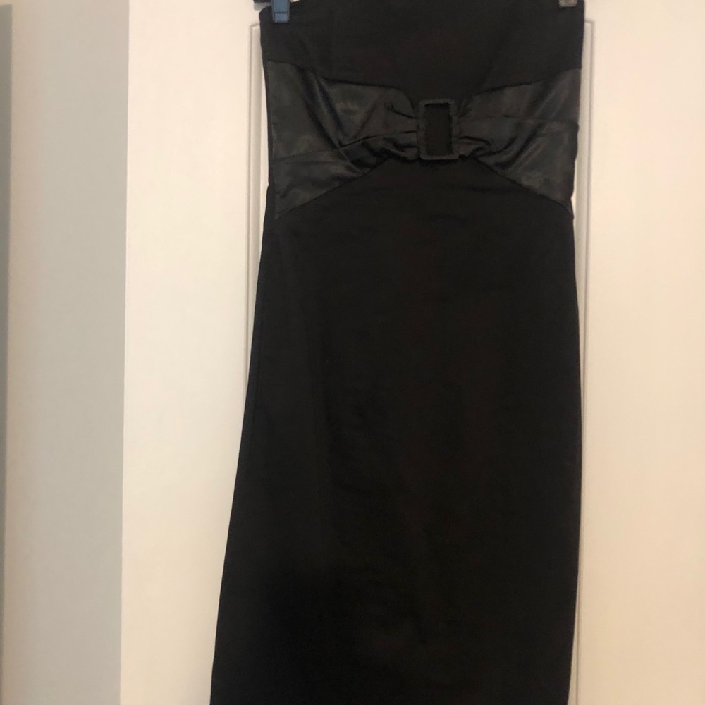 Black strapless pencil dress